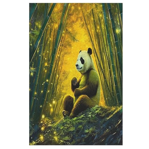 Panda Puzzle 1000 Teile, Holzpuzzle Herausforderndes Geschicklichkeitsspiel Für Die Ganze Familie, Kinder Erwachsenenpuzzle Ab 12 Jahren （78×53cm） von PPZYY