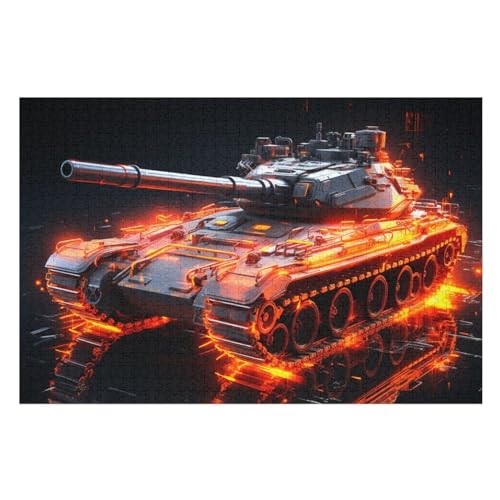 Panzer -Puzzle, 1000 Teile,Holzpuzzle Für Erwachsene Kinder, Lustiges Spielzeug, Denkspiel, Bildungsspiel, （75×50cm） von PPZYY
