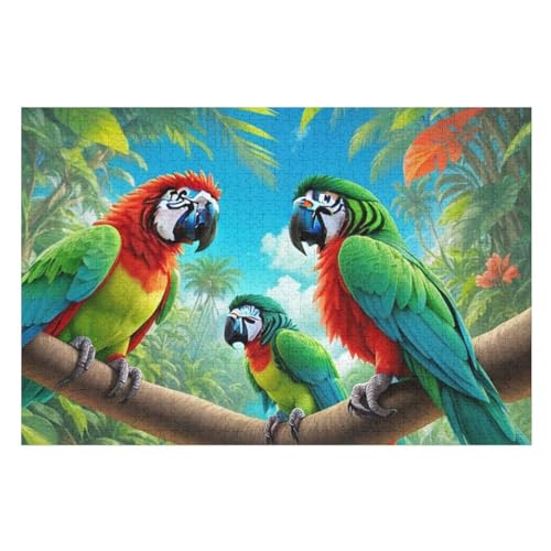 Papagei 1000 Teile Premium-Puzzles Für Erwachsene Kinder- Holzpuzzles Spaß Und Lernspiele - Perfekte Puzzle-Geschenke （75×50cm） von PPZYY