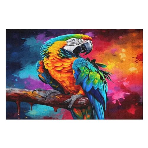 Papagei Holzpuzzle 1000 Teile, Knobelspiele Für Erwachsene, Teenager, Puzzles Unmögliche - Kinder Puzzle Zimmer Deko （75×50cm） von PPZYY