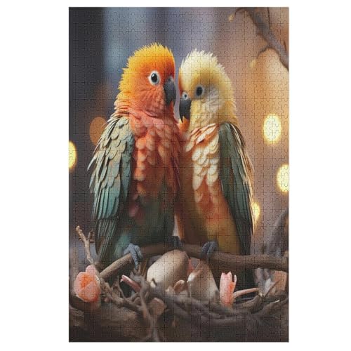Papagei Holzpuzzle 1000 Teile, Knobelspiele Für Erwachsene, Teenager, Puzzles Unmögliche - Kinder Puzzle Zimmer Deko （78×53cm） von PPZYY