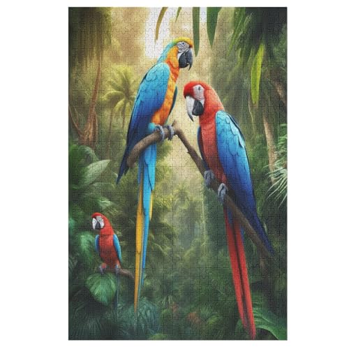 Papagei Holzpuzzle 1000 Teile, Knobelspiele Für Erwachsene, Teenager, Puzzles Unmögliche - Kinder Puzzle Zimmer Deko （78×53cm） von PPZYY