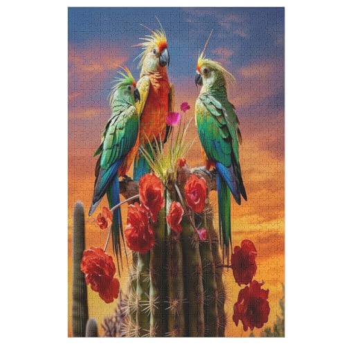 Papagei Holzpuzzle 1000 Teile, Knobelspiele Für Erwachsene, Teenager, Puzzles Unmögliche - Kinder Puzzle Zimmer Deko （78×53cm） von PPZYY