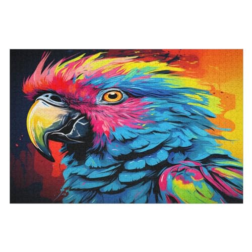 Papagei Holzpuzzle 1000 Teile Klassische Puzzles Erwachsene Kinder Puzzle DIY Kit Holzspielzeug Einzigartiges Geschenk （75×50cm） von PPZYY