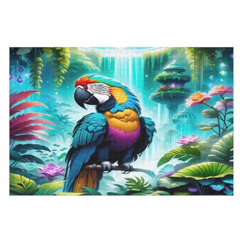 Papagei Puzzle Für Erwachsene 1000 Teile Premium Recyceltes Brett Zum Lernen, Lernspielzeug, Familienspiele Kinder Holzpuzzle （75×50cm） von PPZYY
