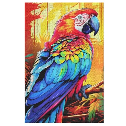 Papagei Puzzle Für Erwachsene 1000 Teile Premium Recyceltes Brett Zum Lernen, Lernspielzeug, Familienspiele Kinder Holzpuzzle （78×53cm） von PPZYY