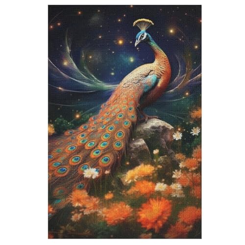 Pfau Holzpuzzle 1000 Teile Klassische Puzzles Erwachsene Kinder Puzzle DIY Kit Holzspielzeug Einzigartiges Geschenk （78×53cm） von PPZYY