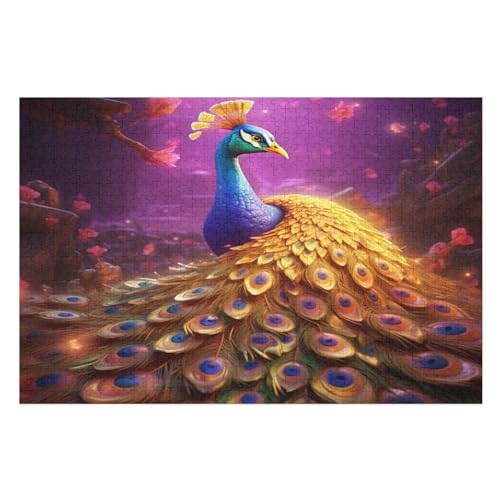 Pfau Puzzle, Puzzles Für Erwachsene Kinder, 1000 Teile Holzpuzzle, Für Jugendliche Herausforderungsspielzeug （75×50cm） von PPZYY