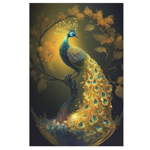 Pfau Puzzle Für Erwachsene 1000 Teile Premium Recyceltes Brett Zum Lernen, Lernspielzeug, Familienspiele Kinder Holzpuzzle （78×53cm） von PPZYY
