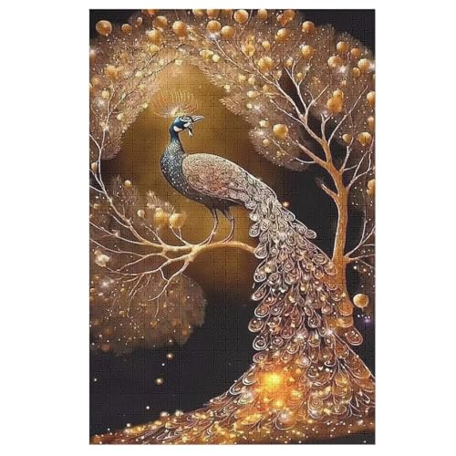 Pfau Puzzle Für Erwachsene 1000 Teile Premium Recyceltes Brett Zum Lernen, Lernspielzeug, Familienspiele Kinder Holzpuzzle （78×53cm） von PPZYY