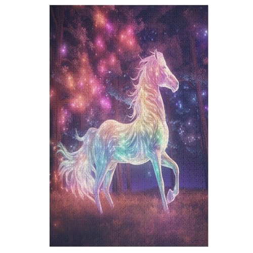 Horse Holzpuzzle 1000 Teile, Knobelspiele Für Erwachsene, Teenager, Puzzles Unmögliche - Kinder Puzzle Zimmer Deko （78×53cm） von PPZYY