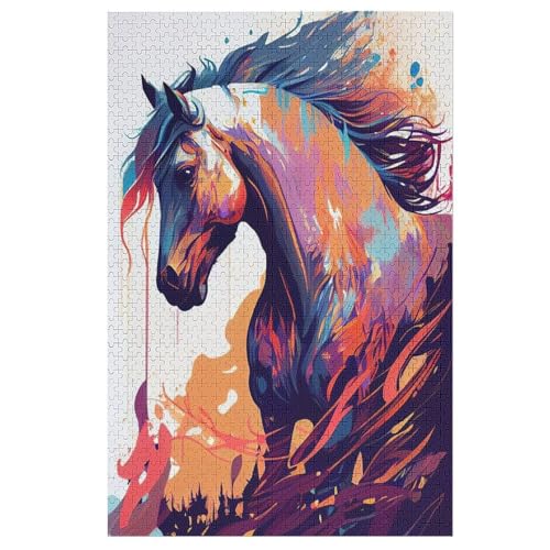 Horse Puzzle Für Erwachsene 1000 Teile Premium 100% Recyceltes Brett Zum Lernen, Lernspielzeug, Familienspiele Kinder Holzpuzzle （78×53cm） von PPZYY
