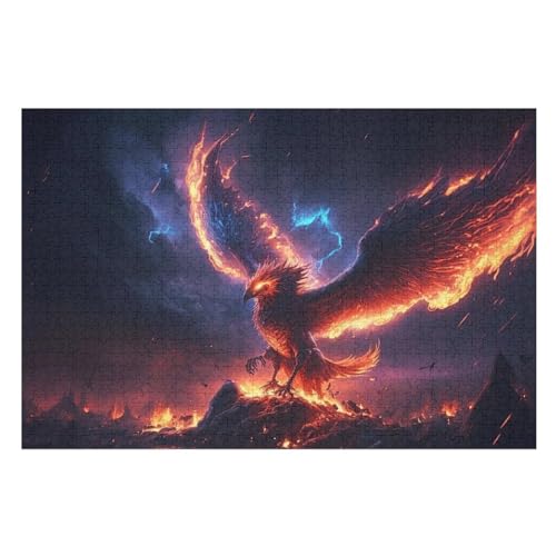 Phönix Holzpuzzle 1000 Teile Klassische Puzzles Erwachsene Kinder Puzzle DIY Kit Holzspielzeug Einzigartiges Geschenk （75×50cm） von PPZYY