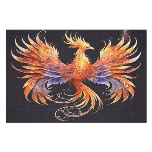 Phönix -Puzzle, 1000 Teile,Holzpuzzle Für Erwachsene Kinder, Lustiges Spielzeug, Denkspiel, Bildungsspiel, （75×50cm） von PPZYY