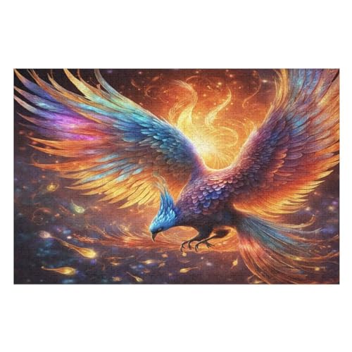 Phönix Puzzle 1000 Teile, Holzpuzzle Für Erwachsene Kinder, Impossible Puzzles, Geschicklichkeitsspiel Für Die Ganze Familie （75×50cm） von PPZYY