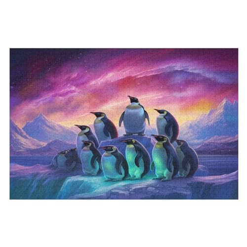 Pinguin Puzzle 1000 Teile, Holzpuzzle Herausforderndes Geschicklichkeitsspiel Für Die Ganze Familie, Kinder Erwachsenenpuzzle Ab 12 Jahren （75×50cm） von PPZYY