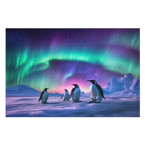 Pinguin Puzzle 1000 Teile, Holzpuzzle Herausforderndes Geschicklichkeitsspiel Für Die Ganze Familie, Kinder Erwachsenenpuzzle Ab 12 Jahren （75×50cm） von PPZYY