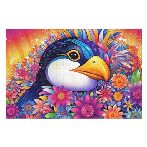 Pinguin Puzzles 1000 Teile Erwachsener Kniffel Spaß Für Die Ganze Familie, Holzpuzzle Kinder Erwachsene, Impossible Puzzle Schwer （75×50cm） von PPZYY