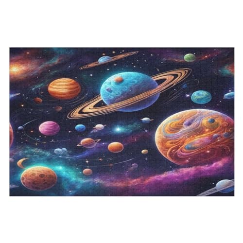 Planet -Puzzle, 1000 Teile,Holzpuzzle Für Erwachsene Kinder, Lustiges Spielzeug, Denkspiel, Bildungsspiel, （75×50cm） von PPZYY