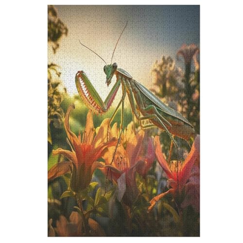 Praying Gottesanbeterin Puzzle Für Erwachsene 1000 Teile Premium 100% Recyceltes Brett Zum Lernen, Lernspielzeug, Familienspiele Kinder Holzpuzzle （78×53cm） von PPZYY