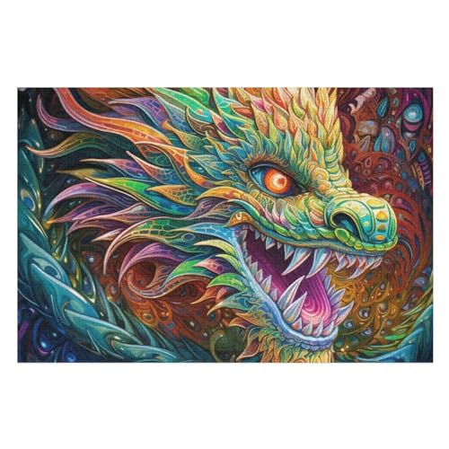 Puzzle 1000 Teile Drache Holzpuzzle Für Erwachsene Lernspiel Herausforderungsspielzeug The Puzzles Für Erwachsene Kinder （75×50cm） von PPZYY