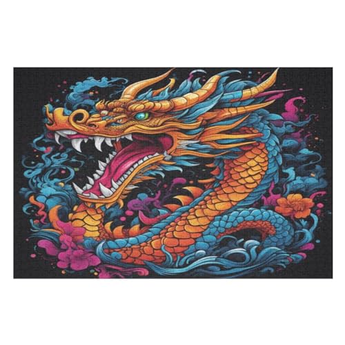 Puzzle 1000 Teile Drache Holzpuzzle Für Erwachsene Lernspiel Herausforderungsspielzeug The Puzzles Für Erwachsene Kinder （75×50cm） von PPZYY