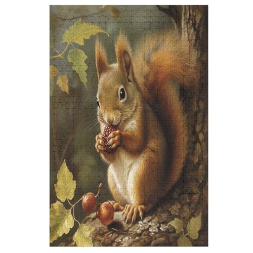 Puzzle 1000 Teile Eichhörnchen Holzpuzzle Für Erwachsene Lernspiel Herausforderungsspielzeug The Puzzles Für Erwachsene Kinder （78×53cm） von PPZYY