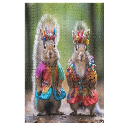 Puzzle 1000 Teile Eichhörnchen Holzpuzzle Für Erwachsene Lernspiel Herausforderungsspielzeug The Puzzles Für Erwachsene Kinder （78×53cm） von PPZYY