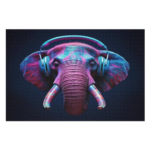 Puzzle 1000 Teile Elefant Holzpuzzle Für Erwachsene Lernspiel Herausforderungsspielzeug The Puzzles Für Erwachsene Kinder （75×50cm） von PPZYY