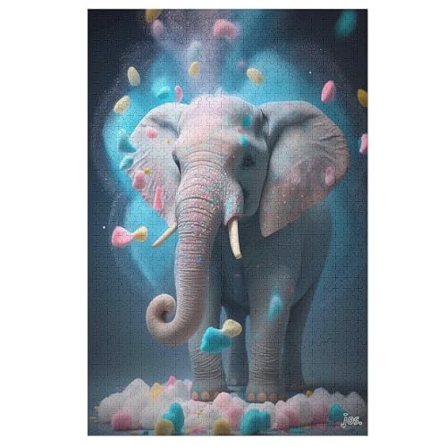 Puzzle 1000 Teile Elefant Holzpuzzle Für Erwachsene Lernspiel Herausforderungsspielzeug The Puzzles Für Erwachsene Kinder （78×53cm） von PPZYY