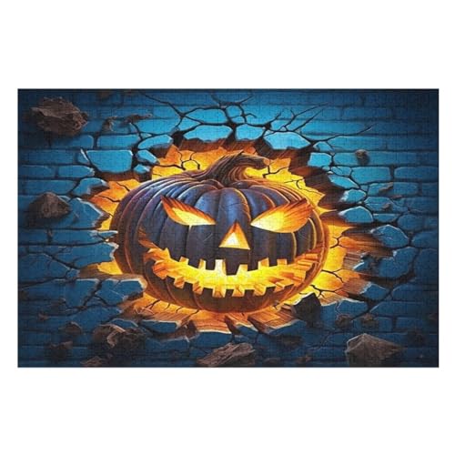 Puzzle 1000 Teile Halloween-Kürbis Holzpuzzle Für Erwachsene Lernspiel Herausforderungsspielzeug The Puzzles Für Erwachsene Kinder （75×50cm） von PPZYY