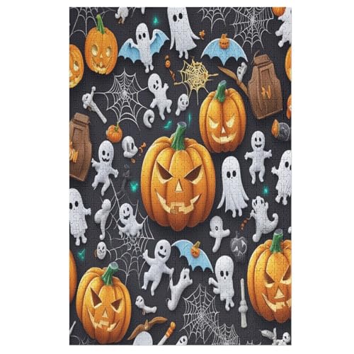 Puzzle 1000 Teile Halloween-Kürbis Holzpuzzle Für Erwachsene Lernspiel Herausforderungsspielzeug The Puzzles Für Erwachsene Kinder （78×53cm） von PPZYY