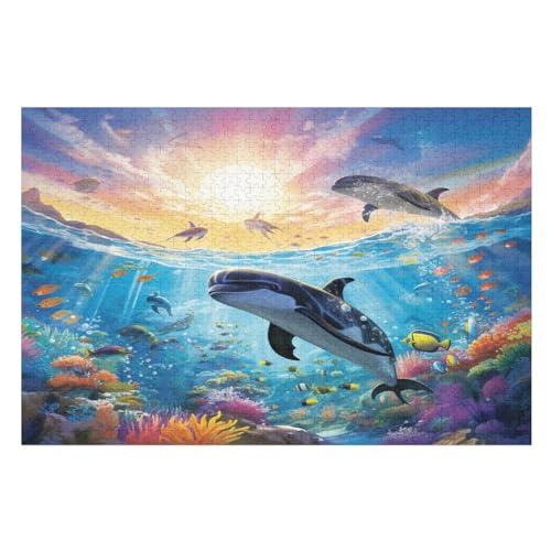 Puzzle 1000 Teile Seabed A School of Fisch Holzpuzzle Für Erwachsene Lernspiel Herausforderungsspielzeug The Puzzles Für Erwachsene Kinder （75×50cm） von PPZYY