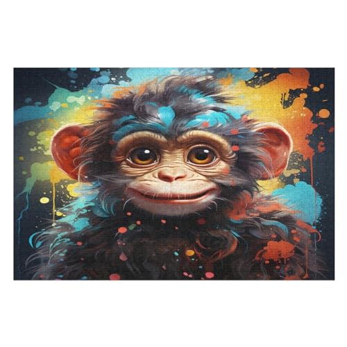 Puzzle AFFE, 1000 Puzzleteile Für Kinder, Holzpuzzles, Geeignet Für Erwachsene Lernspiel, （75×50cm） von PPZYY