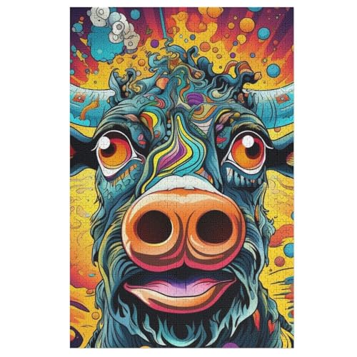 Puzzle Büffel, 1000 Puzzleteile Für Kinder, Holzpuzzles, Geeignet Für Erwachsene Lernspiel, （78×53cm） von PPZYY