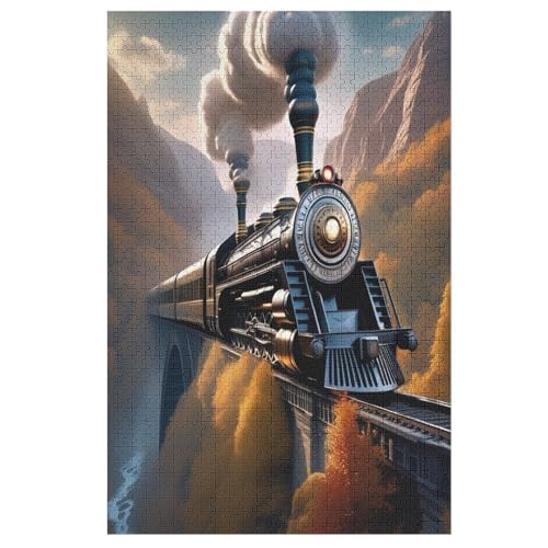 Puzzle Dampfzug, 1000 Puzzleteile Für Kinder, Holzpuzzles, Geeignet Für Erwachsene Lernspiel, （78×53cm） von PPZYY