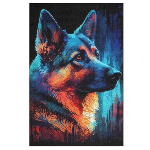 Puzzle Deutscher Schäferhund, 1000 Puzzleteile Für Kinder, Holzpuzzles, Geeignet Für Erwachsene Lernspiel, （78×53cm） von PPZYY