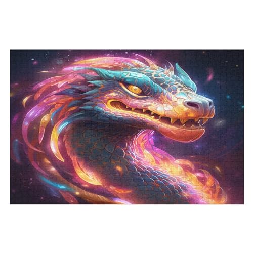 Puzzle Drache, 1000 Puzzleteile Für Kinder, Holzpuzzles, Geeignet Für Erwachsene Lernspiel, （75×50cm） von PPZYY