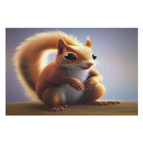 Puzzle Eichhörnchen, 1000 Puzzleteile Für Kinder, Holzpuzzles, Geeignet Für Erwachsene Lernspiel, （75×50cm） von PPZYY