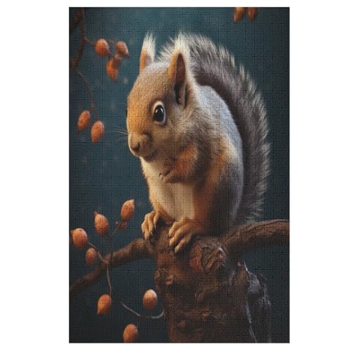 Puzzle Eichhörnchen, 1000 Puzzleteile Für Kinder, Holzpuzzles, Geeignet Für Erwachsene Lernspiel, （78×53cm） von PPZYY