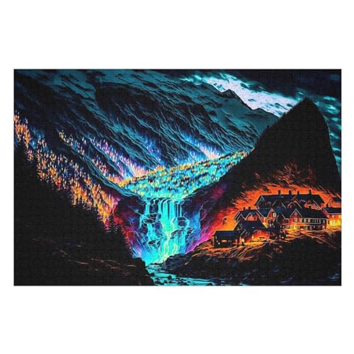 Puzzle Fantasy Landschaft, 1000 Puzzleteile Für Kinder, Holzpuzzles, Geeignet Für Erwachsene Lernspiel, （75×50cm） von PPZYY