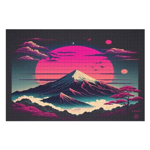 Puzzle Für Erwachsene, 1000 Teile, Berg Fuji, Holzpuzzle, Geburtstagsgeschenke, Puzzle Wanddekoration （75×50cm） von PPZYY