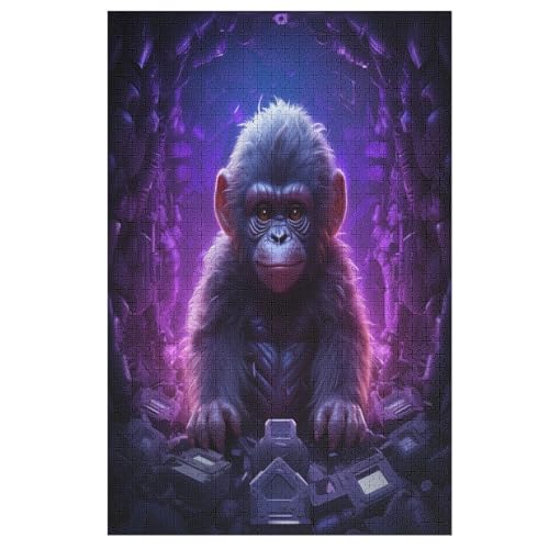 Puzzle Für Erwachsene, 1000 Teile, Gorilla, Holzpuzzle, Holzpuzzle, Geburtstagsgeschenke, Puzzle, Wanddekoration （78×53cm） von PPZYY