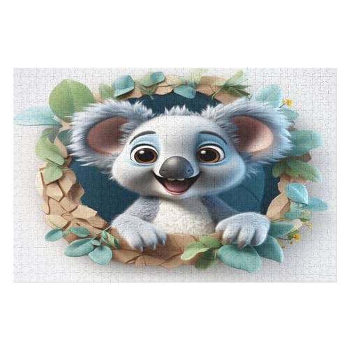 Puzzle Für Erwachsene, 1000 Teile, Koala, Holzpuzzle, Geburtstagsgeschenke, Puzzle Wanddekoration （75×50cm） von PPZYY