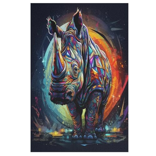Puzzle Für Kinder, Rhinozeros -Puzzles Für Erwachsene, 1000-teiliges Holzpuzzle Für Jugendliche, Tolles （78×53cm） von PPZYY