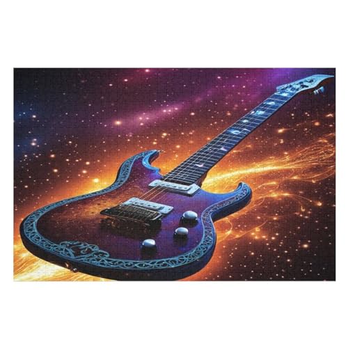 Puzzle Gitarre, 1000 Puzzleteile Für Kinder, Holzpuzzles, Geeignet Für Erwachsene Lernspiel, （75×50cm） von PPZYY