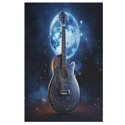Puzzle Gitarre, 1000 Puzzleteile Für Kinder, Holzpuzzles, Geeignet Für Erwachsene Lernspiel, （78×53cm） von PPZYY