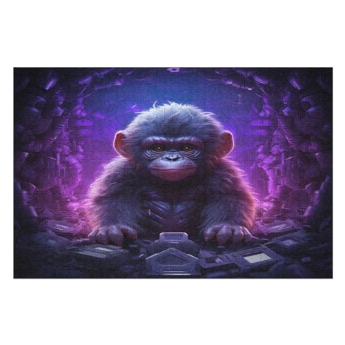 Puzzle Gorilla, 1000 Puzzleteile Für Kinder, Holzpuzzles, Geeignet Für Erwachsene Lernspiel, （75×50cm） von PPZYY