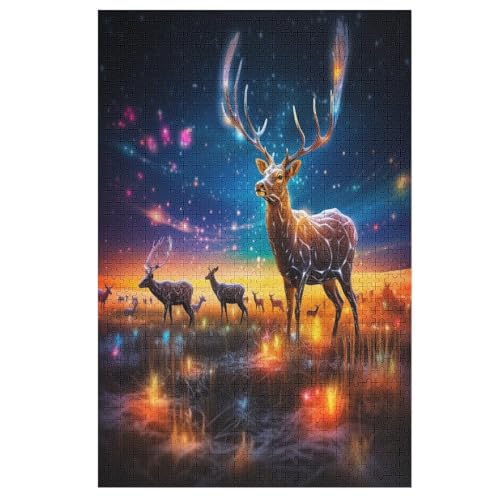 Puzzle Hirsch, 1000 Puzzleteile Für Kinder, Holzpuzzles, Geeignet Für Erwachsene Lernspiel, （78×53cm） von PPZYY