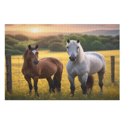 Puzzle Horse Puzzles, 1000-teiliges Holzpuzzle, Geeignet Für Erwachsene Und Kinder Ab 12 Jahren, Tolles Geschenk （75×50cm） von PPZYY